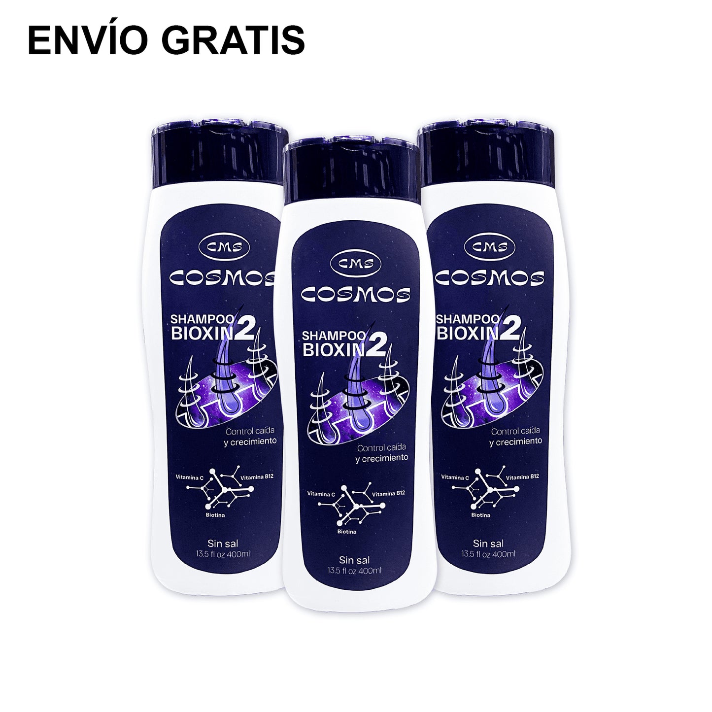 Shampoo Anticaída Femenino CMS Cosmos Bioxin 2 PAGA 2 LLEVA 3