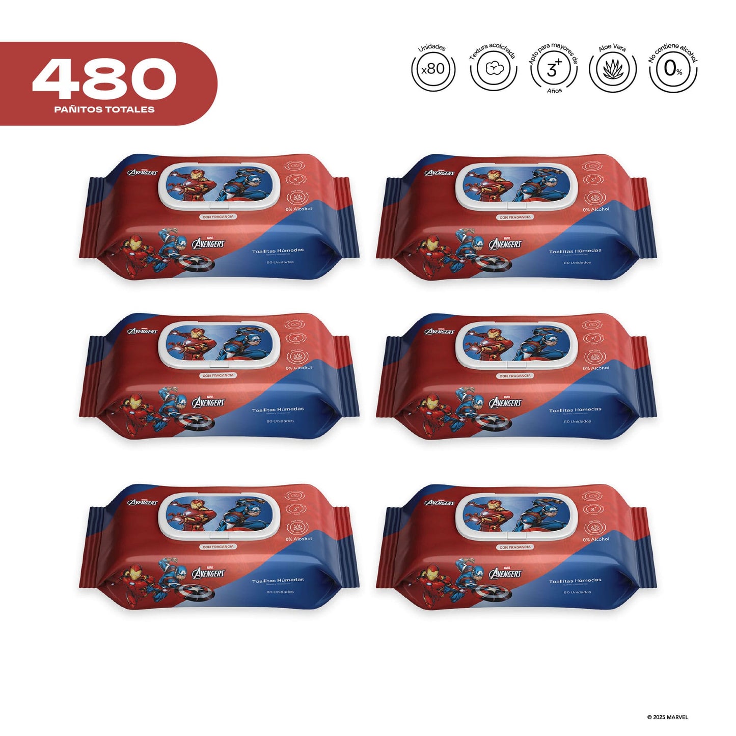 Pack x 6 Pañitos Húmedos Marvel Cosmos Avengers