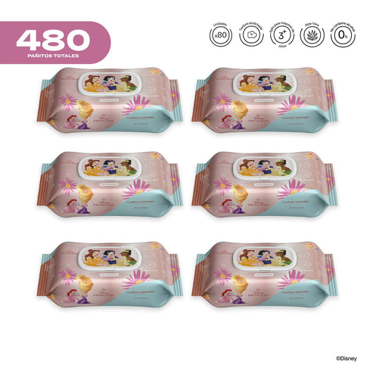 Pack x 6 Pañitos Húmedos Disney Cosmos Princesas Niña